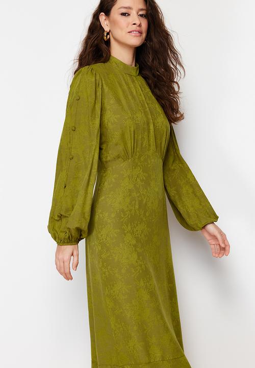 Trendyol - Maxi A line High Neck Woven Dress - Khaki