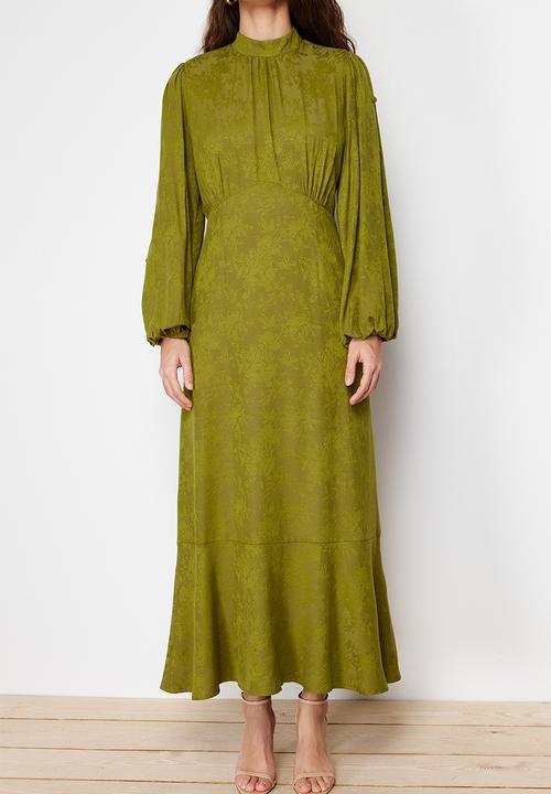 Trendyol - Maxi A line High Neck Woven Dress - Khaki