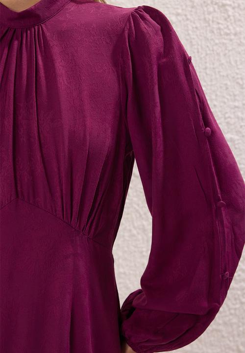Trendyol - Maxi A line High Neck Woven Dress - Dark Purple