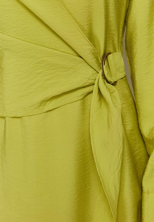 Trendyol - Maxi Woven Waist Tie Dress - Green