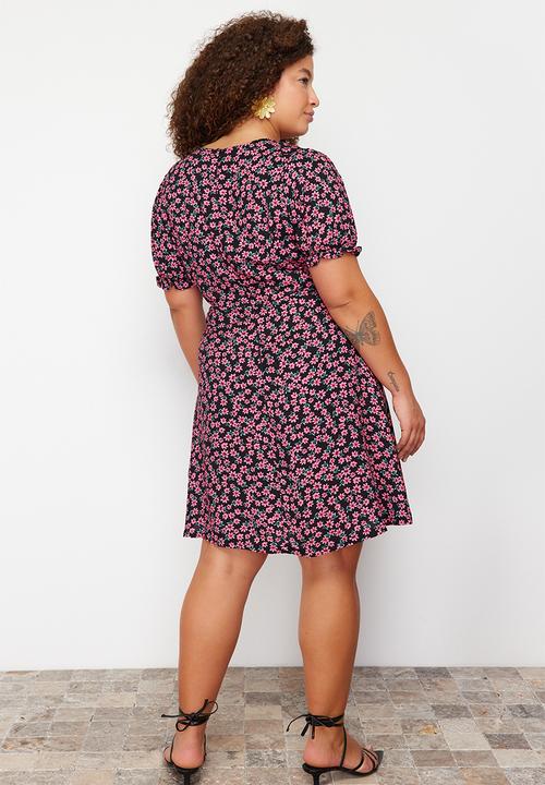 Trendyol - Plus size a-cut bell flower dress - multi