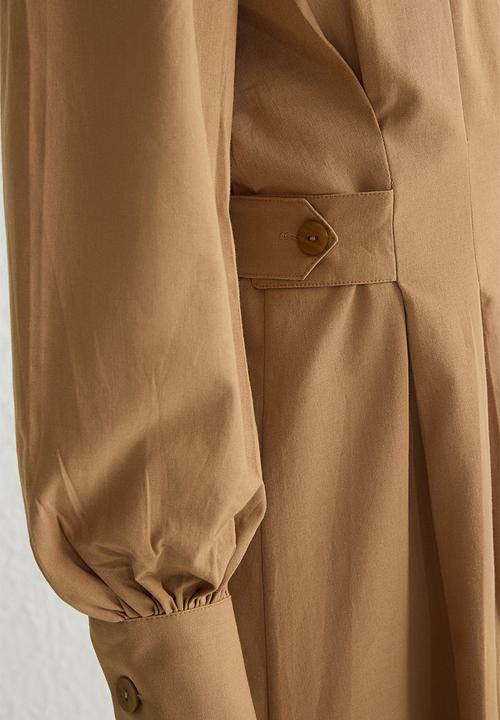 Trendyol - Maxi A line Snached Waist Woven Dress - Tan