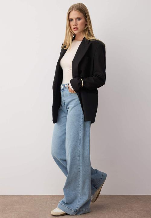 Trendyol - Regular Waist Wide Leg Jean - Light blue