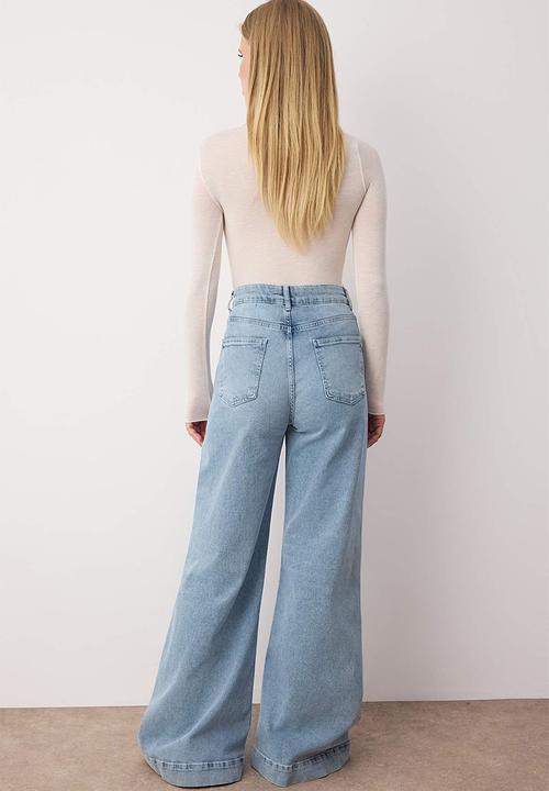 Trendyol - Regular Waist Wide Leg Jean - Light blue