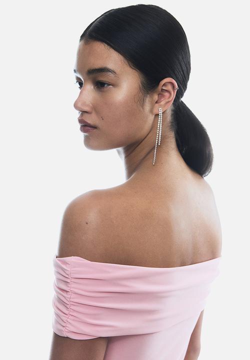 H&M - Draped off-the-shoulder top - light pink