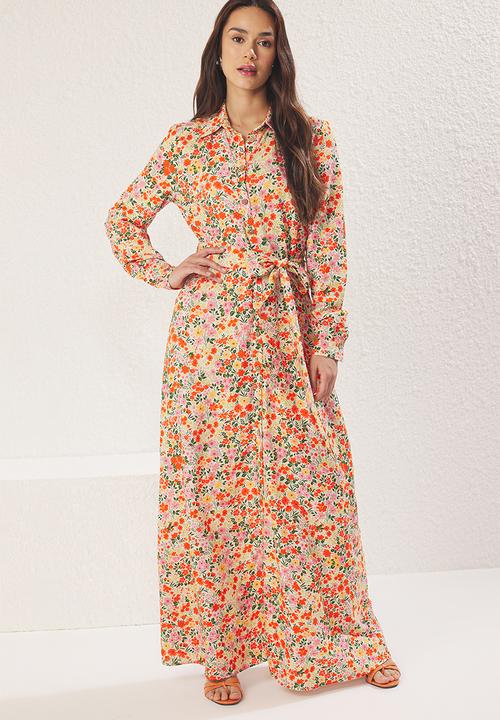 Trendyol - Maxi A line Printed Woven Dress - Orange