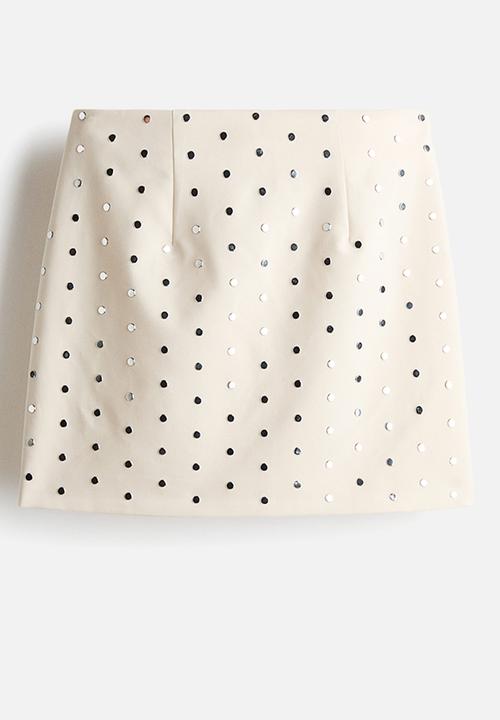 H&M - Studded mini skirt - cream