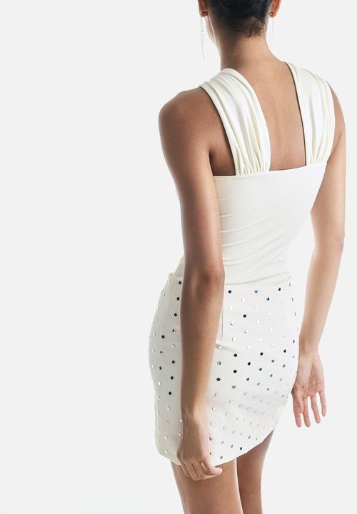 H&M - Studded mini skirt - cream