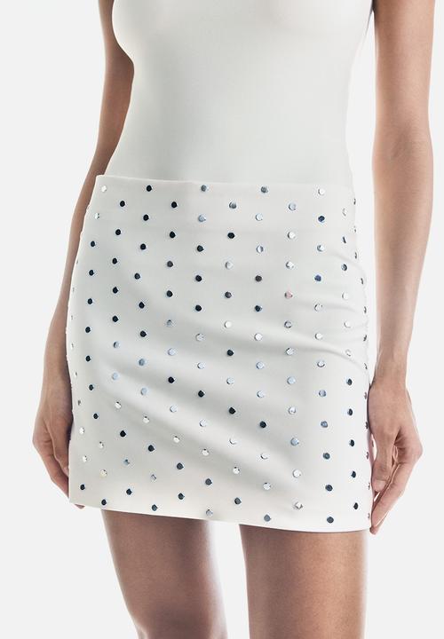 H&M - Studded mini skirt - cream