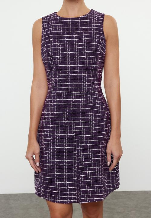 Trendyol - Midi Woven Dress - Floral Purple