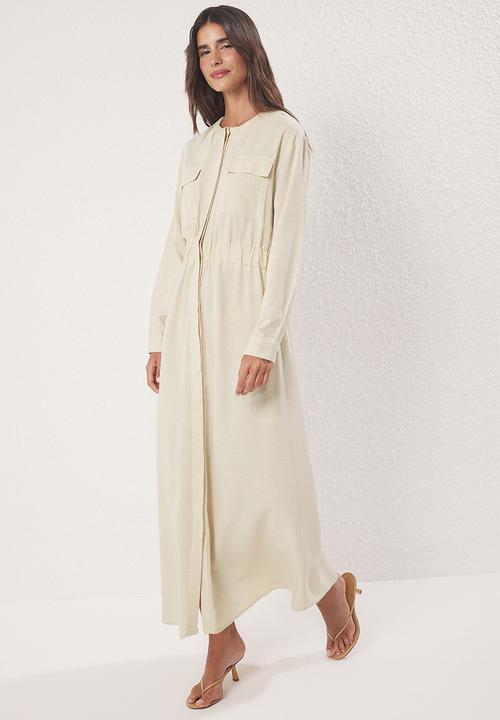 Trendyol - Maxi A line Woven Dress with Patch Pocket - Beige