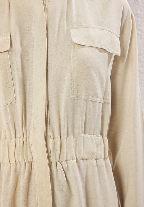 Trendyol - Maxi A line Woven Dress with Patch Pocket - Beige
