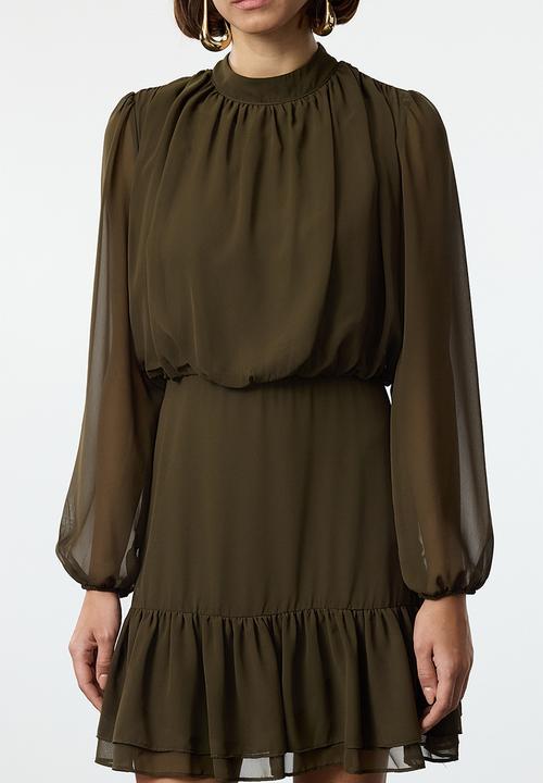 Trendyol - Mini Aline Woven Dress - Khaki