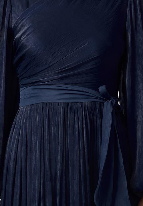 Trendyol - Maxi A line Pleated Woven Dress - Navy