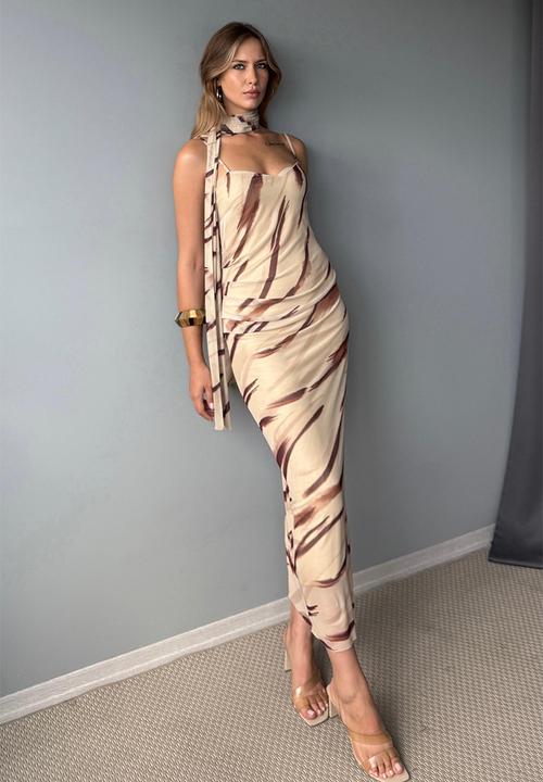 Trendyol - Maxi Woven Straight Cut Dress - Multi