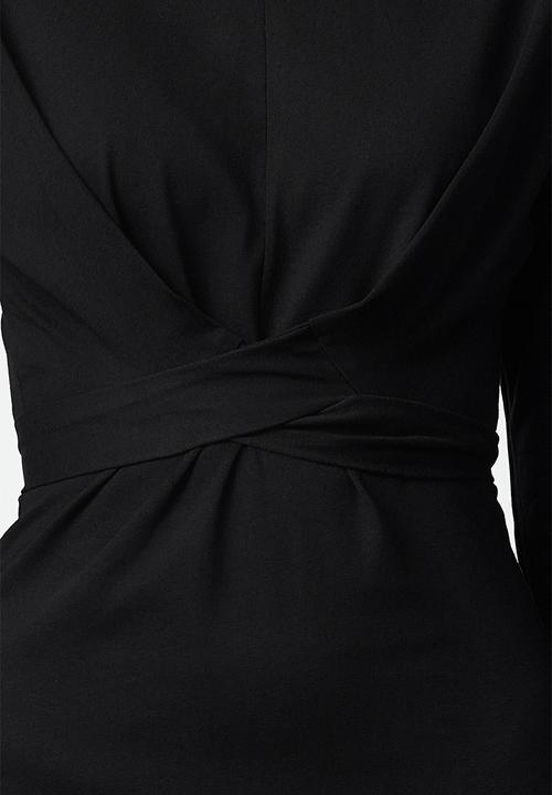 Trendyol - Midi Pencil Knit Back Tie Belt Dress - Black