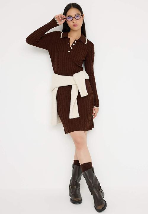 Trendyol - Mini Bodycon Knitwear BTN  Dress - Brown