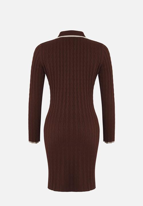 Trendyol - Mini Bodycon Knitwear BTN  Dress - Brown