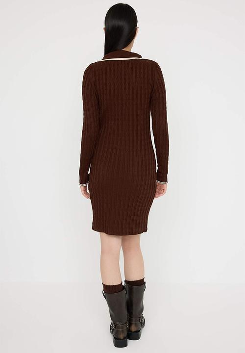 Trendyol - Mini Bodycon Knitwear BTN  Dress - Brown