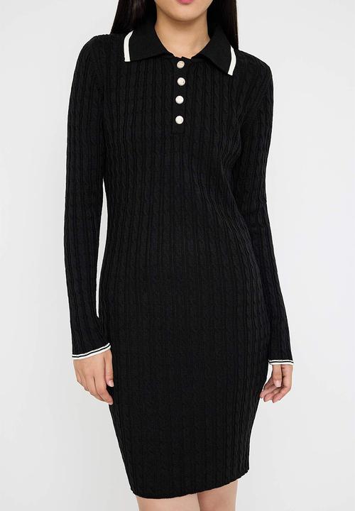 Trendyol - Mini Bodycon Knitwear BTN  Dress - Black