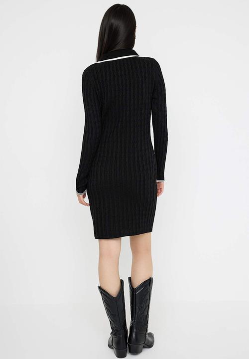 Trendyol - Mini Bodycon Knitwear BTN  Dress - Black