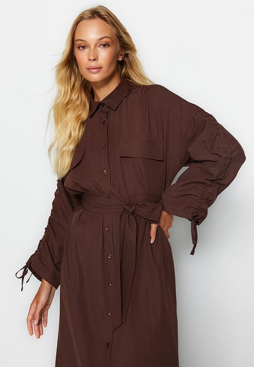 Trendyol - Maxi Woven Dress - Brown