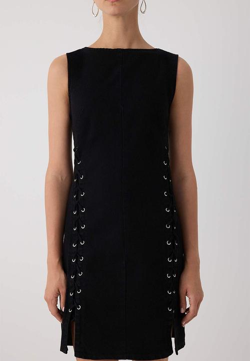 Trendyol - Mini Straight Cut Denim Dress - Black