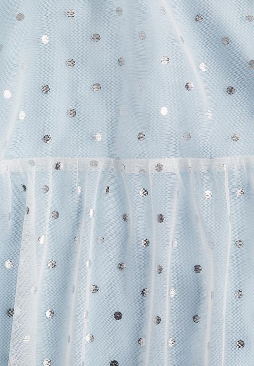 H&M - Foil-print tulle dress - light blue/spotted 
