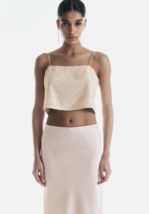 H&M - Satin slip skirt - light beige