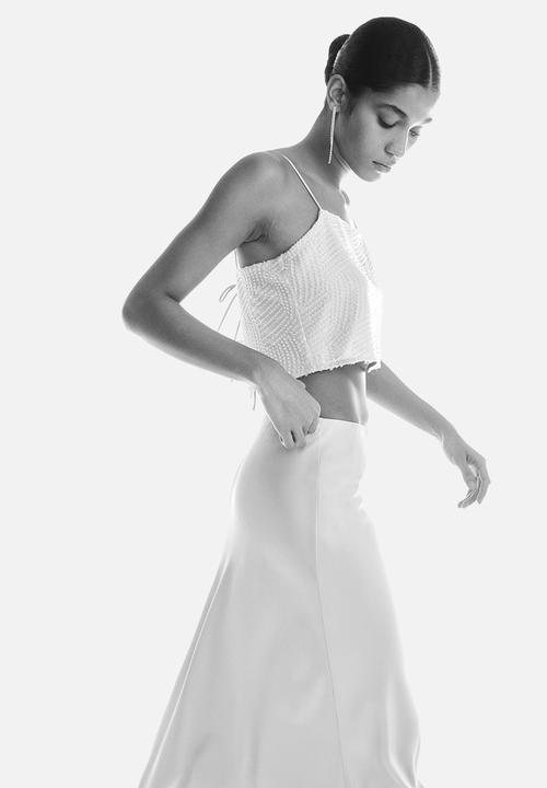 H&M - Satin slip skirt - light beige