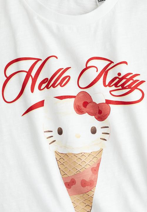 H&M - Oversized printed T-shirt - white/hello kitty