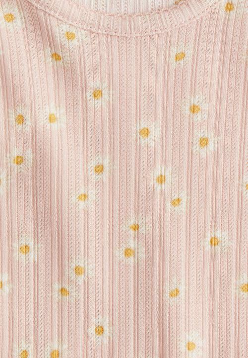 H&M - Long-sleeved jersey dress - light pink floral