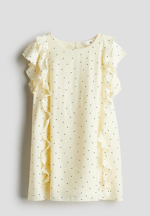 H&M - Frill-detail dress - light yellow spotted