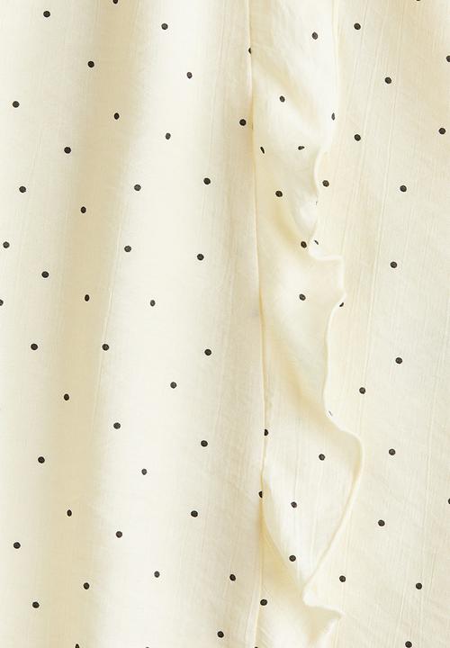H&M - Frill-detail dress - light yellow spotted