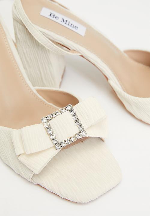 Be Mine - Kiara block ankle strap heel - ivory satin