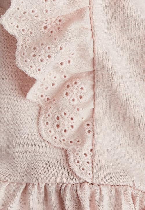 H&M - Frill-trimmed cotton dress - light pink