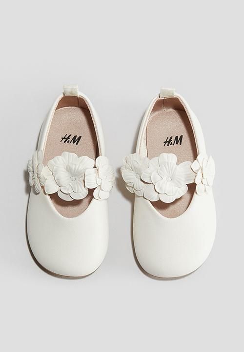 H&M - Appliquéd ballet pumps - white