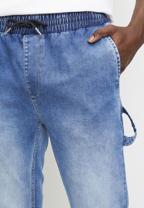 Brave Soul - Cuffed Carpenter Denim Jean - Light Blue Long Length