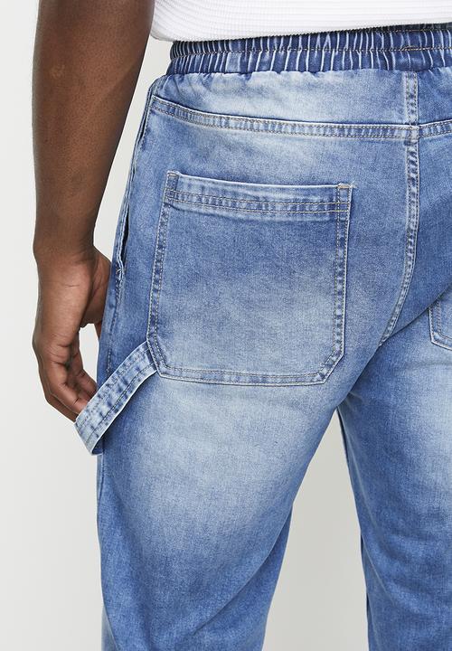 Brave Soul - Cuffed Carpenter Denim Jean - Light Blue Long Length