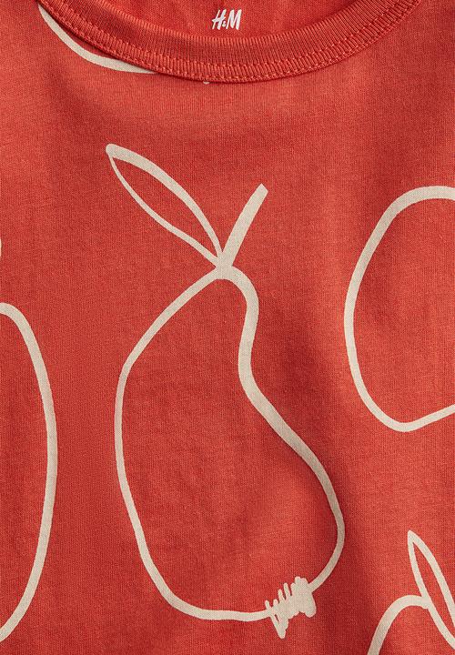 H&M - Printed cotton T-shirt -  orange/apples