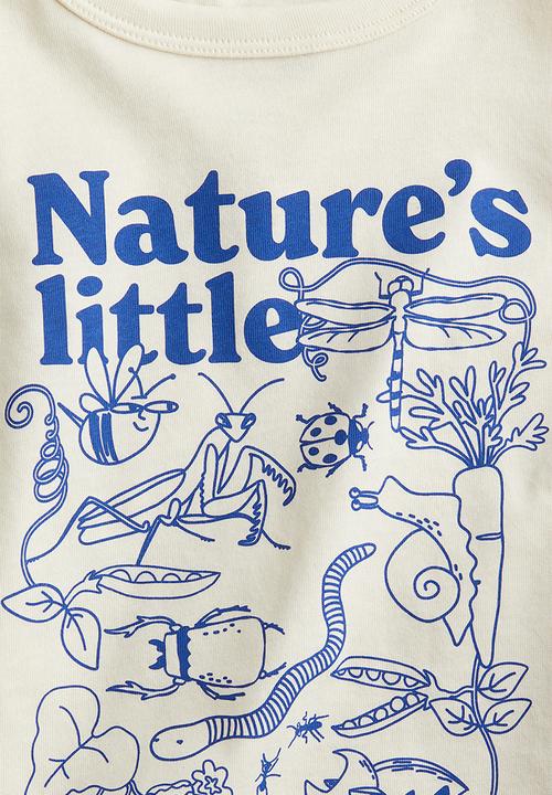 H&M - Printed cotton T-shirt - cream/nature's little helpers