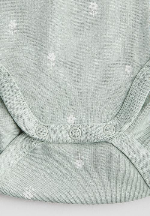 H&M - 2-pack short-sleeved bodysuits -  light green/floral 