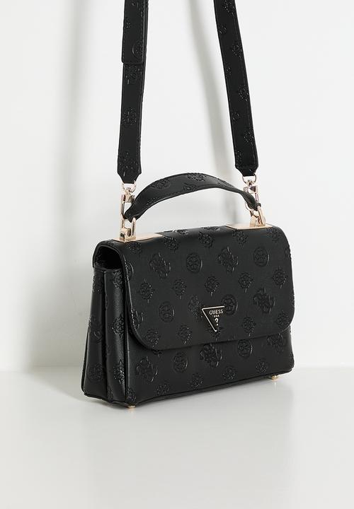 GUESS - Tisha Top Handle Flap Bag - Black
