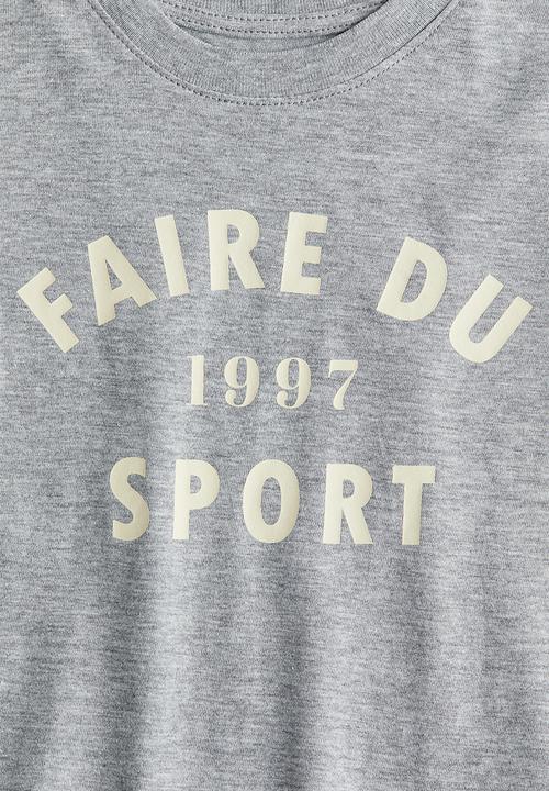 H&M - Printed T-shirt - grey/faire du sport 