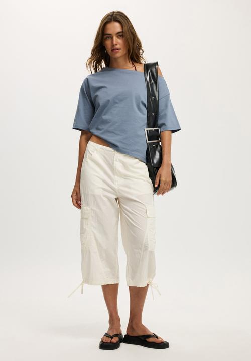 Cotton On - Billie off shoulder tee - weathered blue