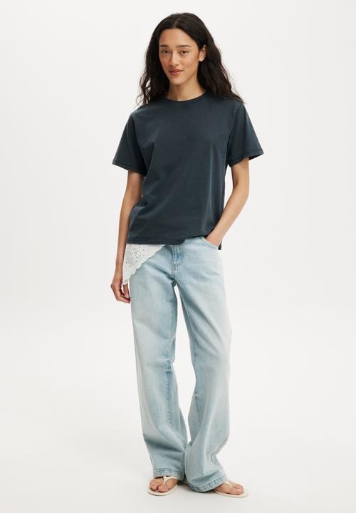 Cotton On - Easy tee - washed ink navy