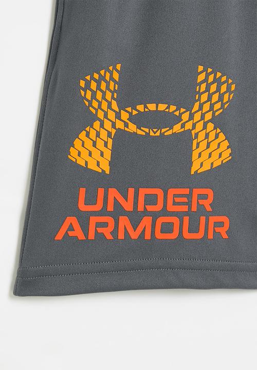 Under Armour - Ua Tech Logo Shorts-Castlerock/Squad Orange/Orange Base