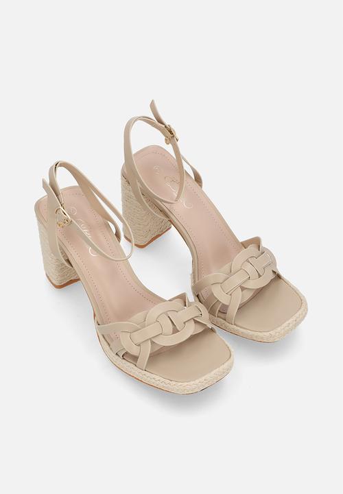 Miss Black - Reeba 1 platform rope block heel - neutral