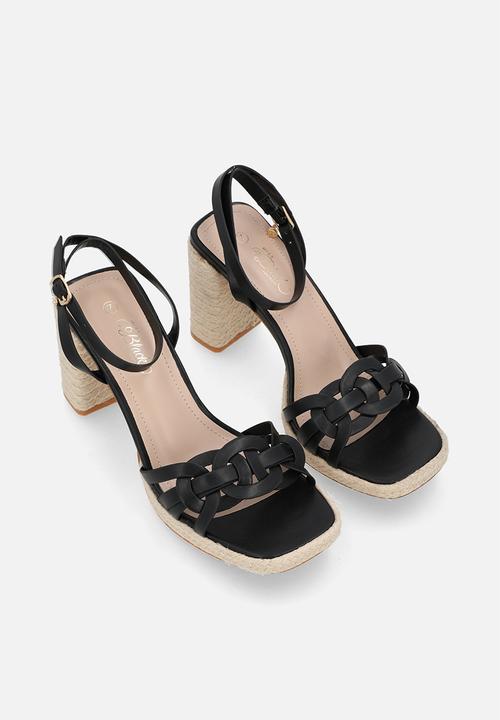 Miss Black - Reeba 1 platform rope block heel - black