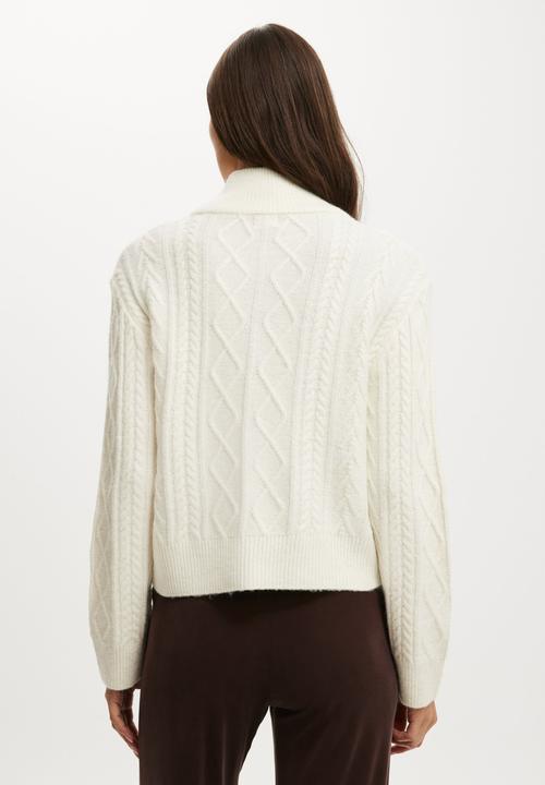 Cotton On - Cable knit bomber - porcelain cable